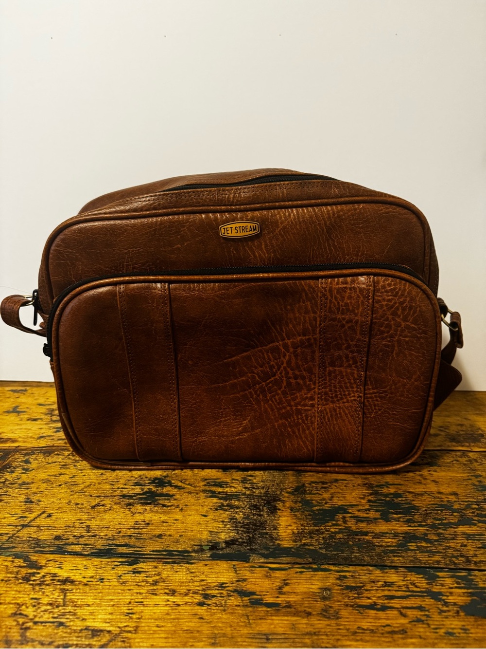 Brown Faux Leather Jet Stream Carry Bag